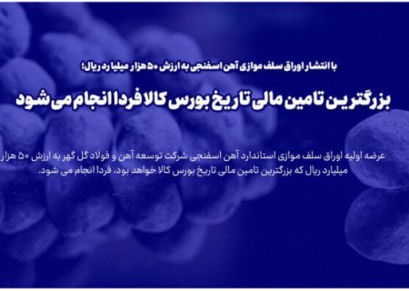 بزرگترین تامین مالی تاریخ بورس کالا فردا انجام می شود