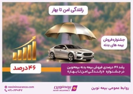 رشد ۴۶ درصدی فروش بیمه‌بدنه بیمه‌نوین در جشنواره «رانندگی امن تا بهار»